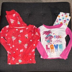 Trolls Kids Pajama Set - Red and Pink with White Accents